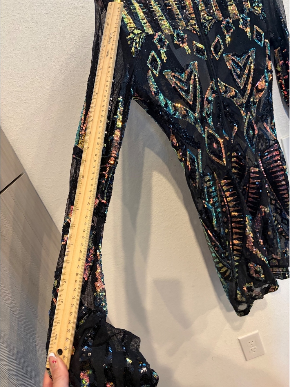 Fashion Nova Total Stand Out Sequin Mini Dress Black Multicolor Size L NWT - Picture 5 of 10